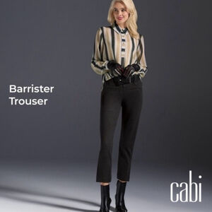 Cabi #4317 Barrister Trouser Ponte Knit Pants Slim Fit Pencil Leg Charcoal Gray